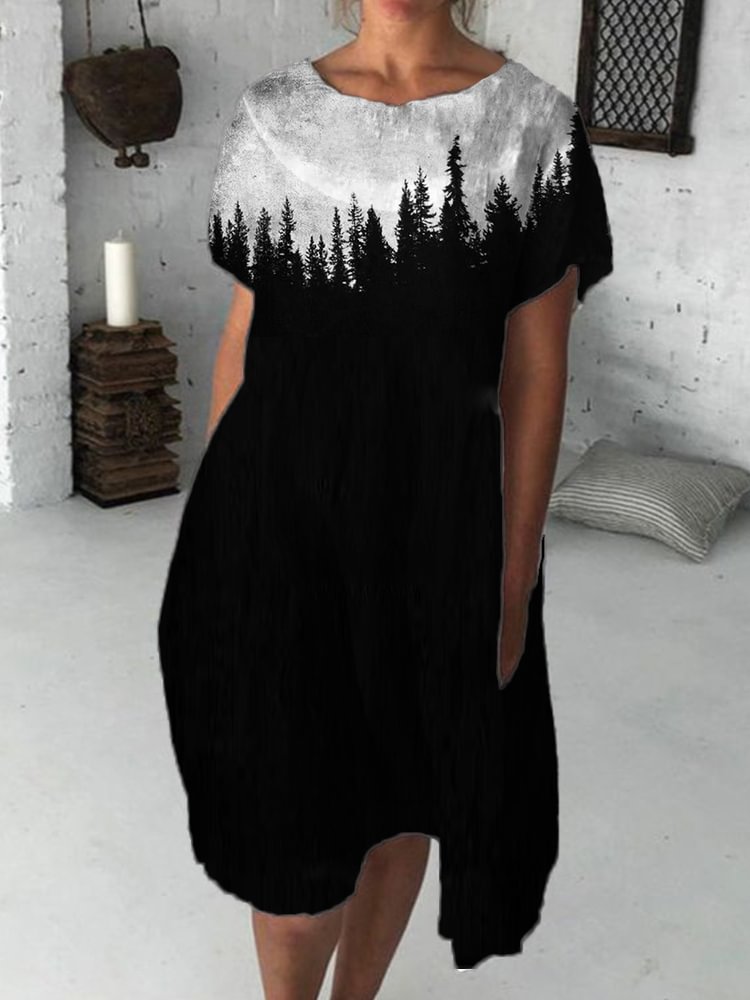 Night Dark Forest Inspired Midi Dress