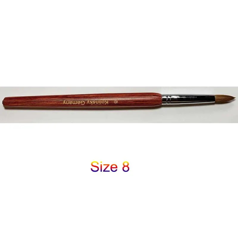100% Kolinsky Sable Acrylic Nail Brush Pen for Powder Manicure Round Wood Handle Gel Builder Brushes-Nail Inspo