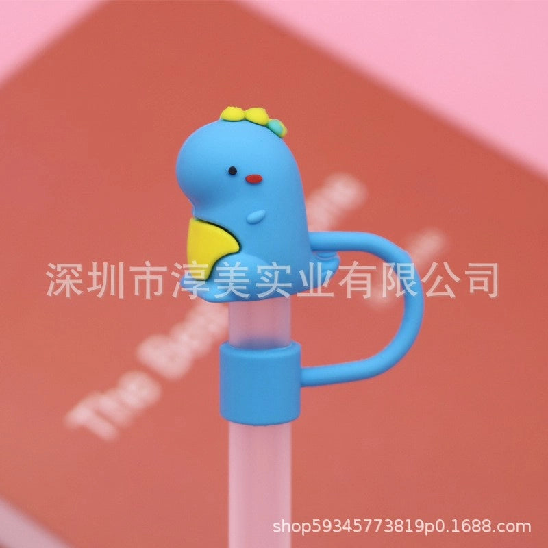 5 Pieces Silicone Straw Cap Flower Cartoon Baiyun Cup Straw Protective Cover Dust Plug 10mm