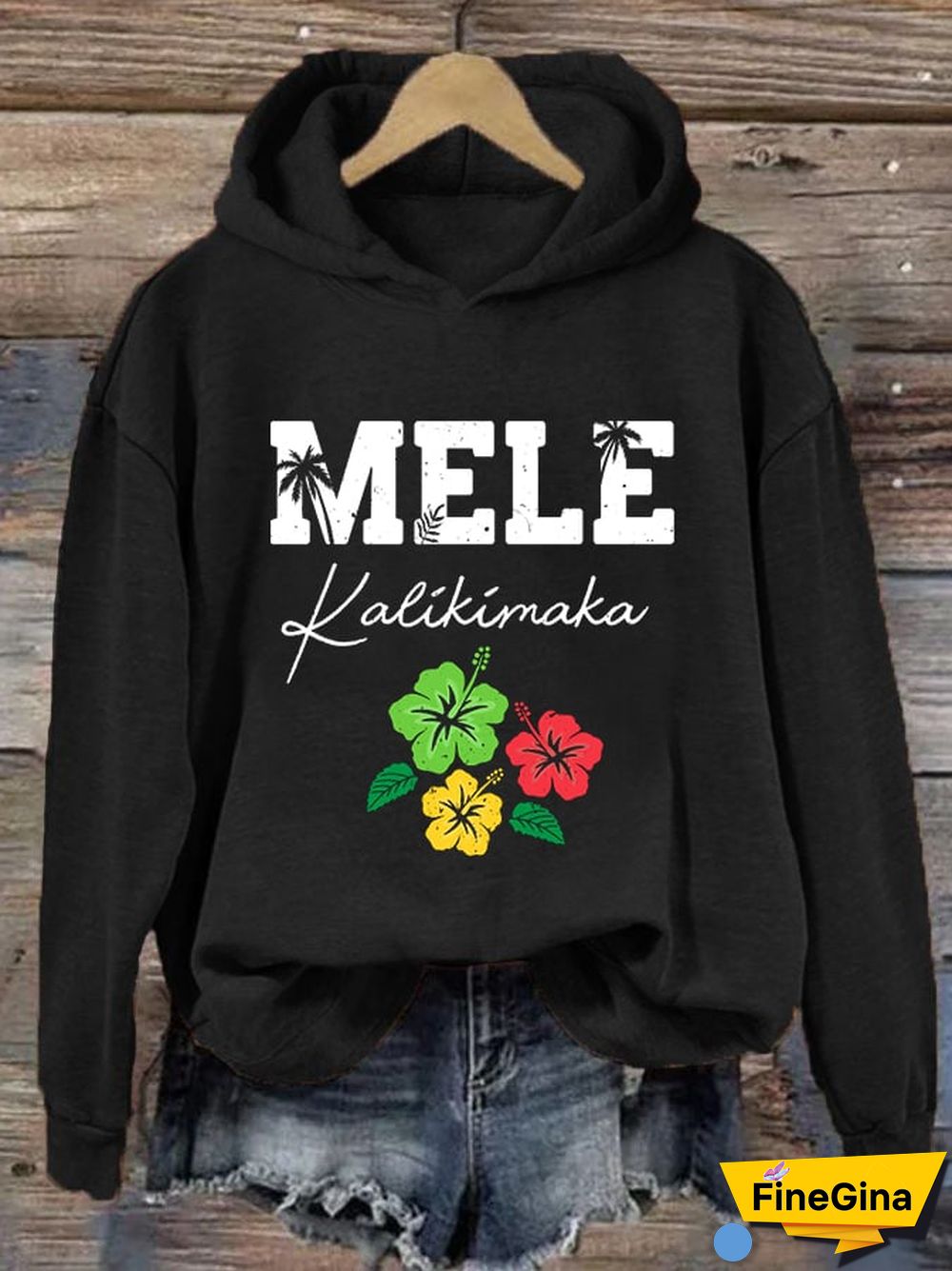 Women's Hawaiian Christmas Mele Kalikimaka Hibiscus Palm Tree Hoodie