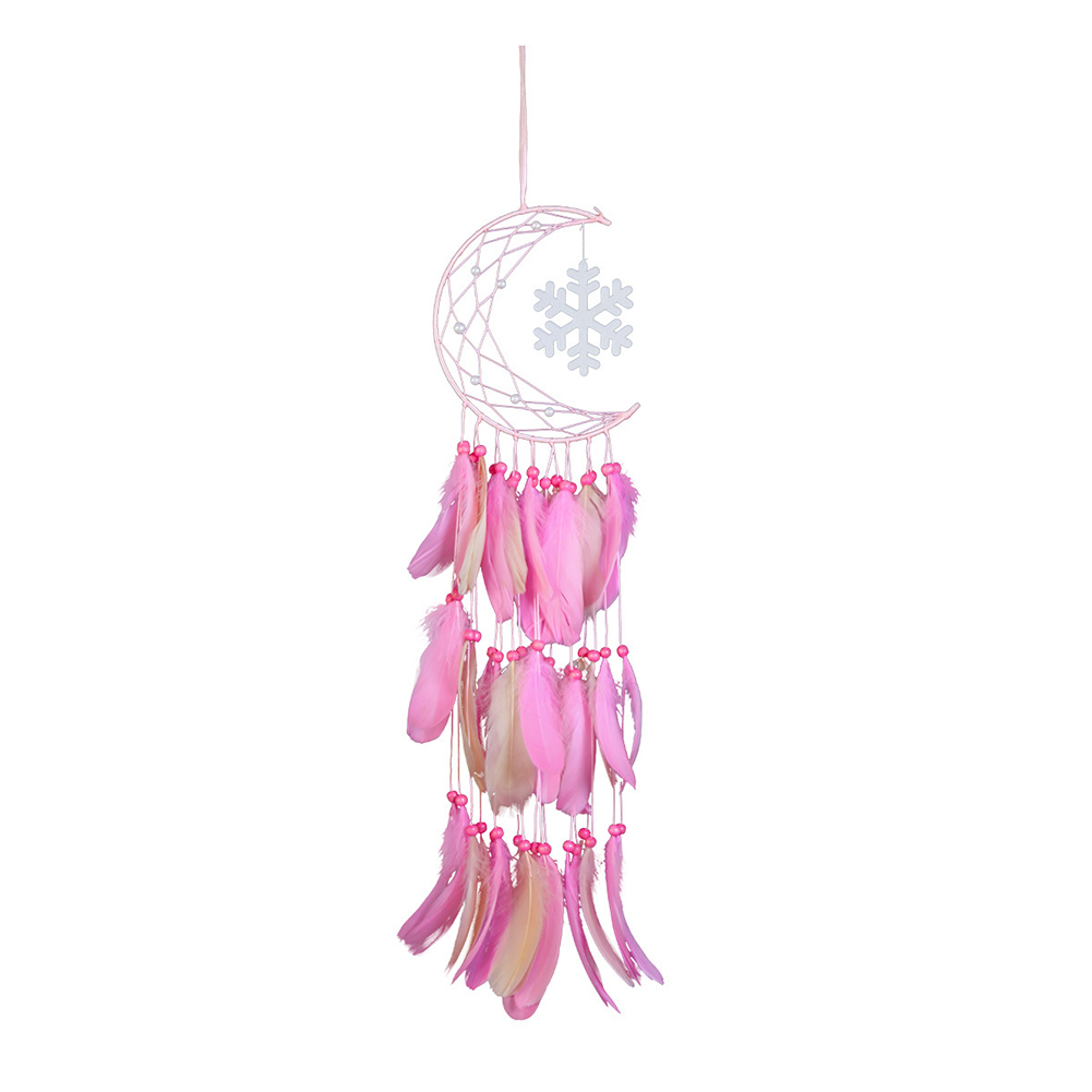 

Feather Dreamcatcher Crescent Moon Handmade Wind Chimes Room Wall Ornament, 501 Original