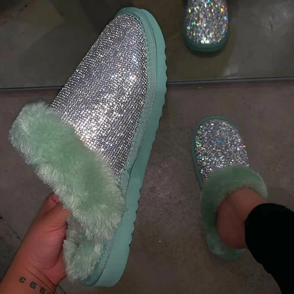 Diamond Faux Fur Slippers