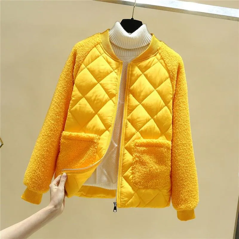 Winter Jackets Women 2021 Casual Solid Thick Warm Jacket Coats Stand Collar Pockets Female Down Outwear Chaquetas Parkas Mujer 1103