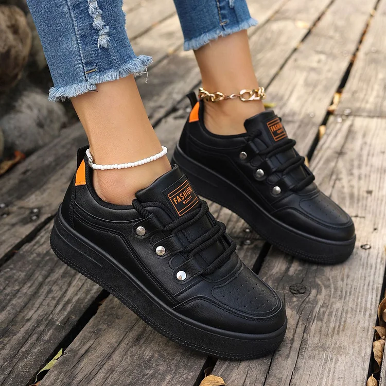 Women's Leather Shoes Platform Casual Sneakers 1688 Stunahome.com
