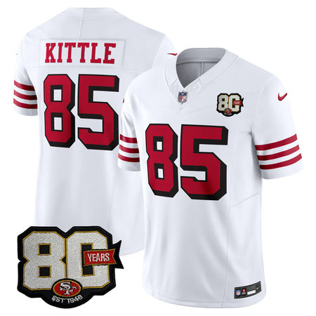 Men's San Francisco 49ers #85 George Kittle White 80 Anniversary Vapor F.U.S.E. Limited Jersey 7SLF