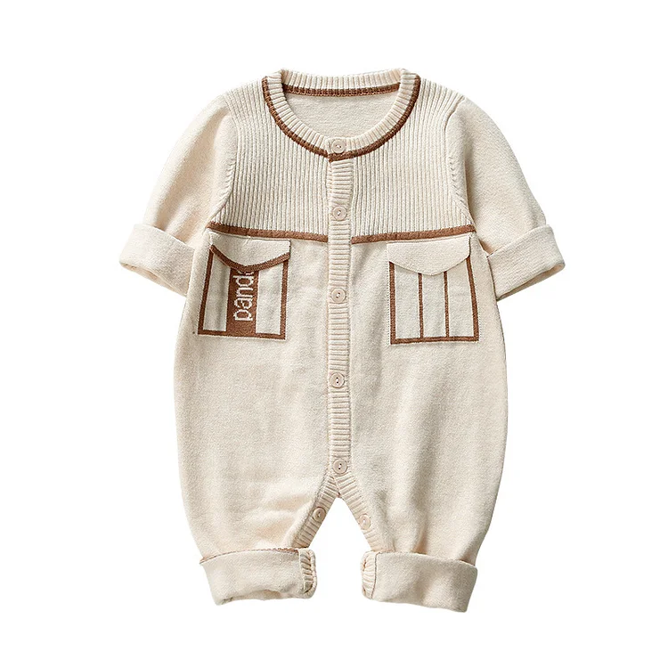 Baby Boy/Girl Letter Print Simple Long Sleeve Knitted Romper