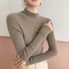 RONGYI 100% Cashmere Sweater Women Turtleneck Knitted Top 2024 Fall Winter Warm Long Sleeve Pullover Solid Fashion Clothing