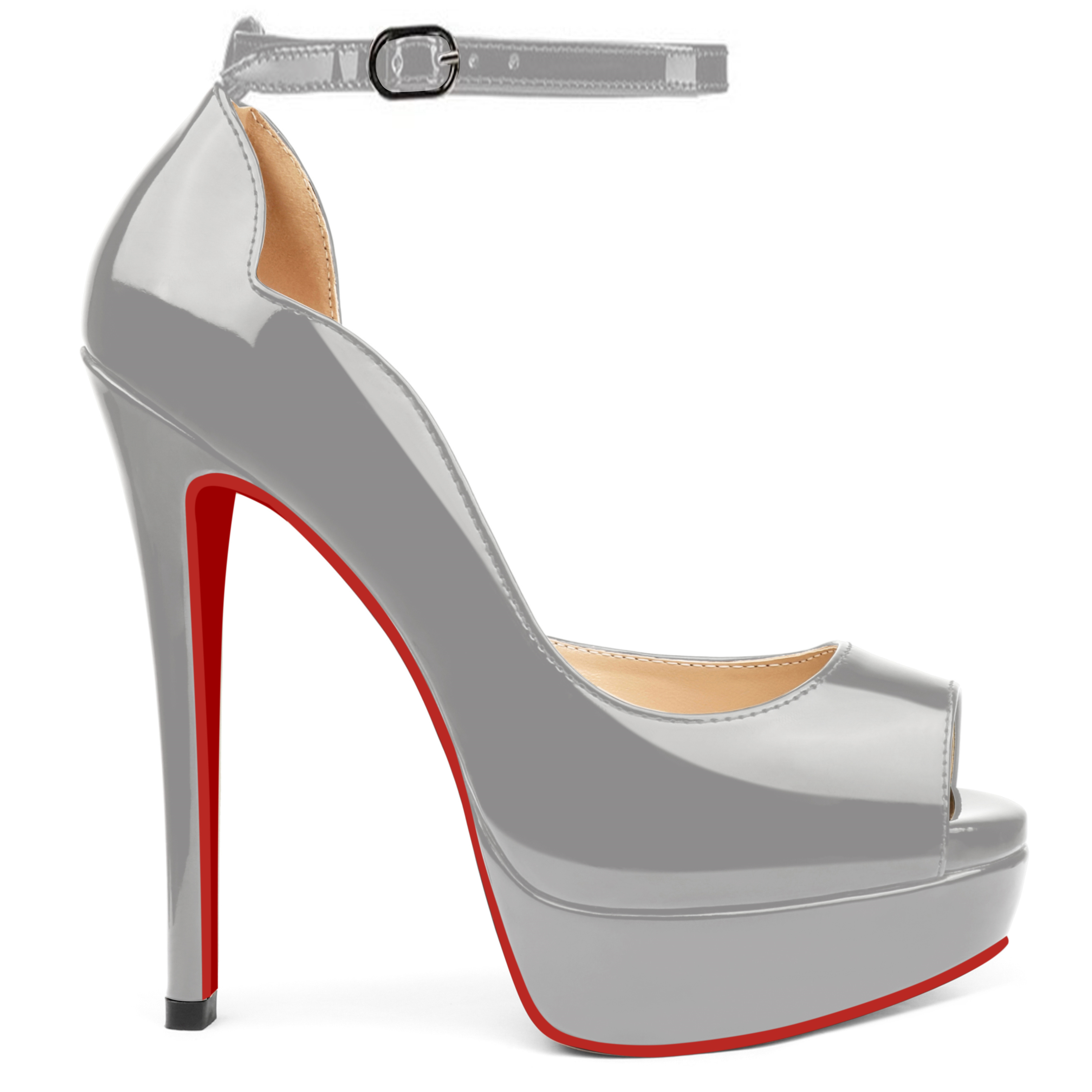 150mm Red Bottom Heels Sky High Platform Ankle strap Pumps Party Shoes-MERUMOTE