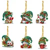 (US Local)6pcs Xmas Gnome  DIY Diamond Painting Art Pendant Wall Door Decoration