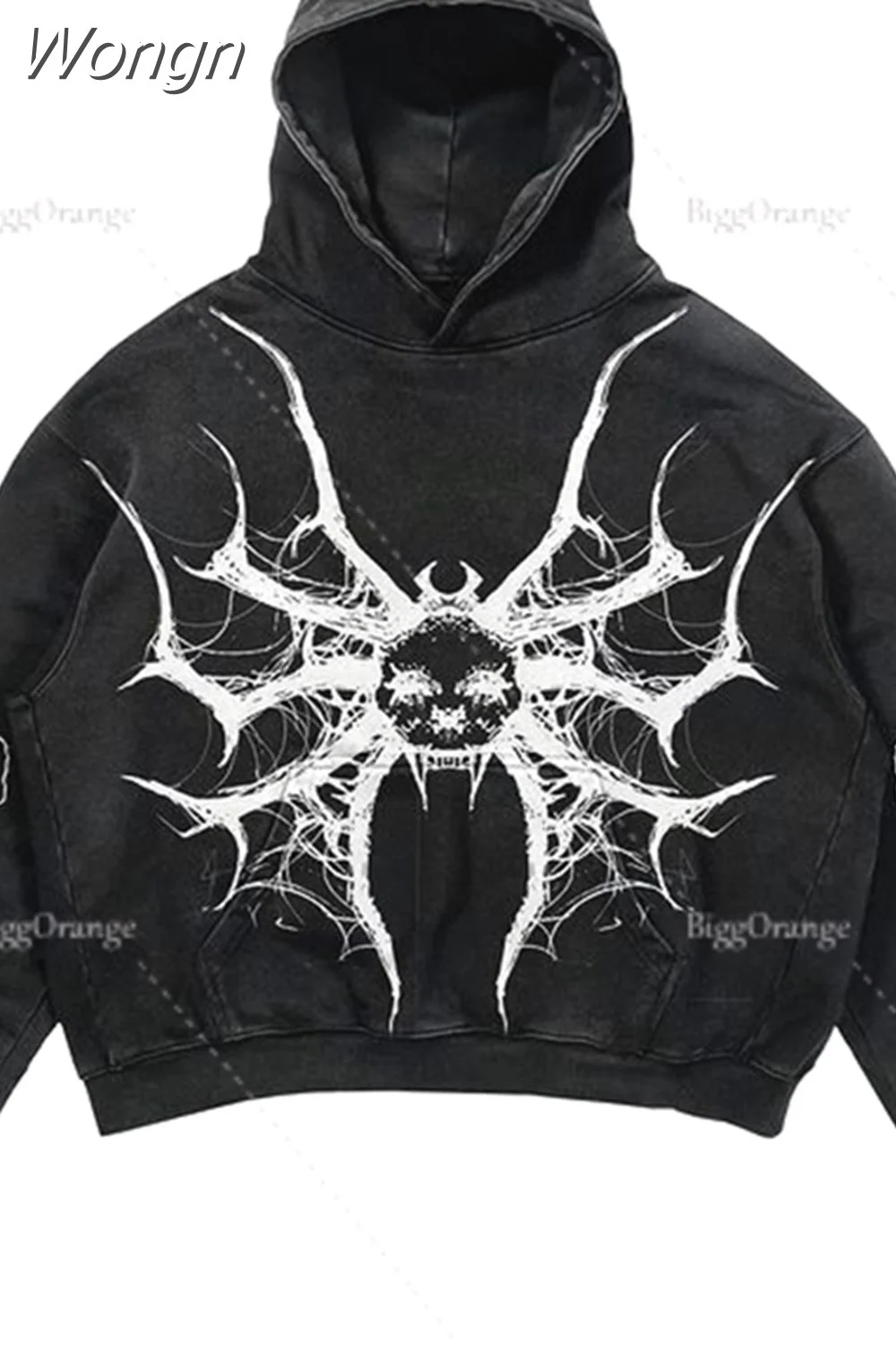 Wongn Gothic Punk Ninja Print Long Sleeve Women Hoodies Couples Hip Hop Streetwear Y2k Grunge Loose Fashion Oversized Hoodie 217-1