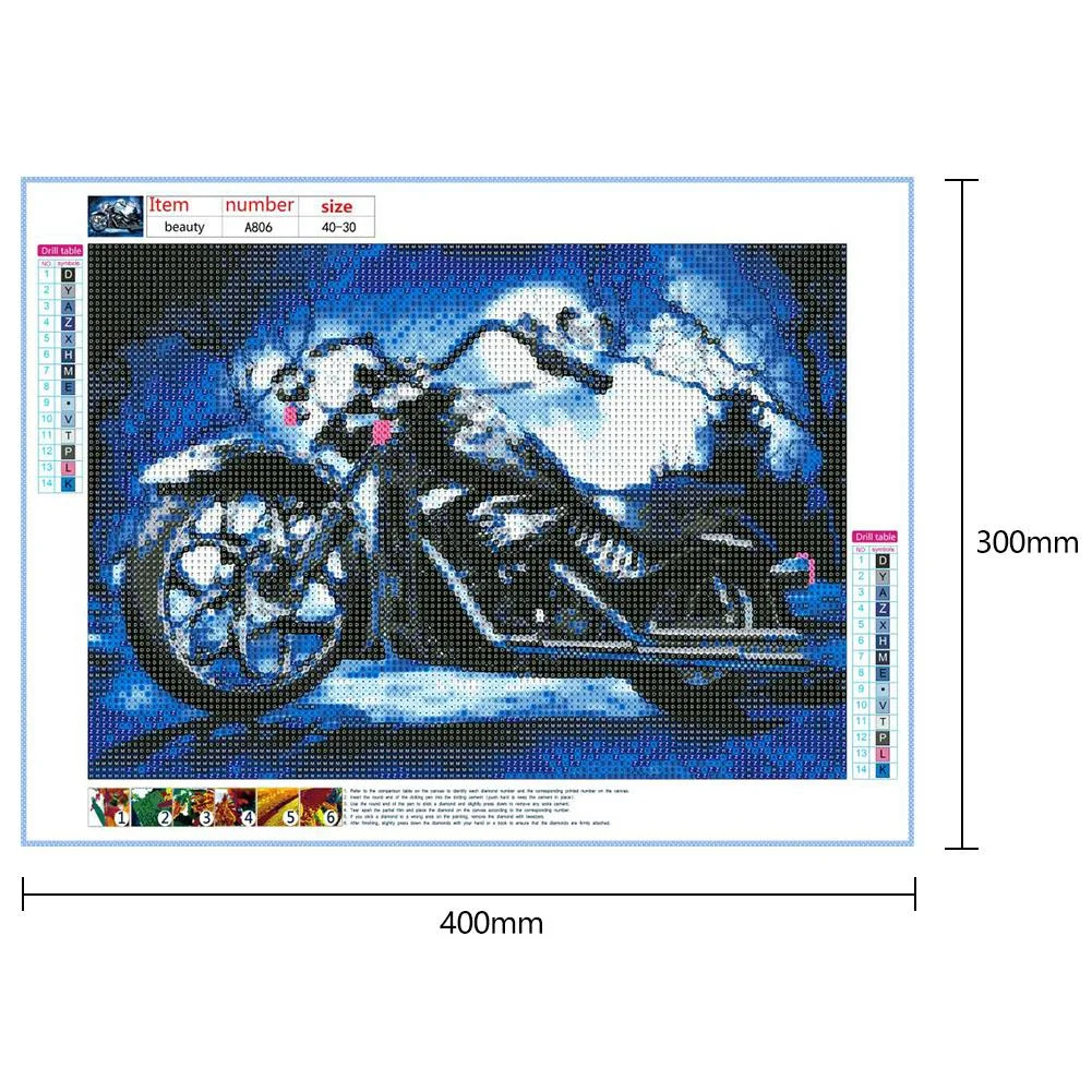 Full Round Diamond Painting 40x30cm - Motorcycle