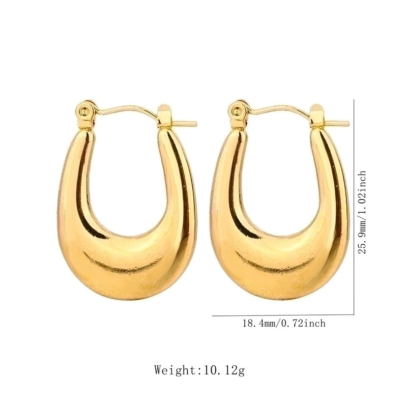 1 Pair Vintage Style U Shape Geometric Heart Shape Plating 304 Stainless Steel None 18K Gold Plated Hoop Earrings