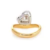14K Yellow Gold 2.5ct Heart Shaped Lab Diamond Ring with White Gold Bezel and Wave Band