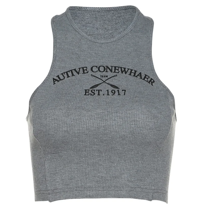 Uveng Spring 2024 New Women's Clothing Solid Color Body-Cuff-Enavel Fashion Collar Printing Sleeveless Vest