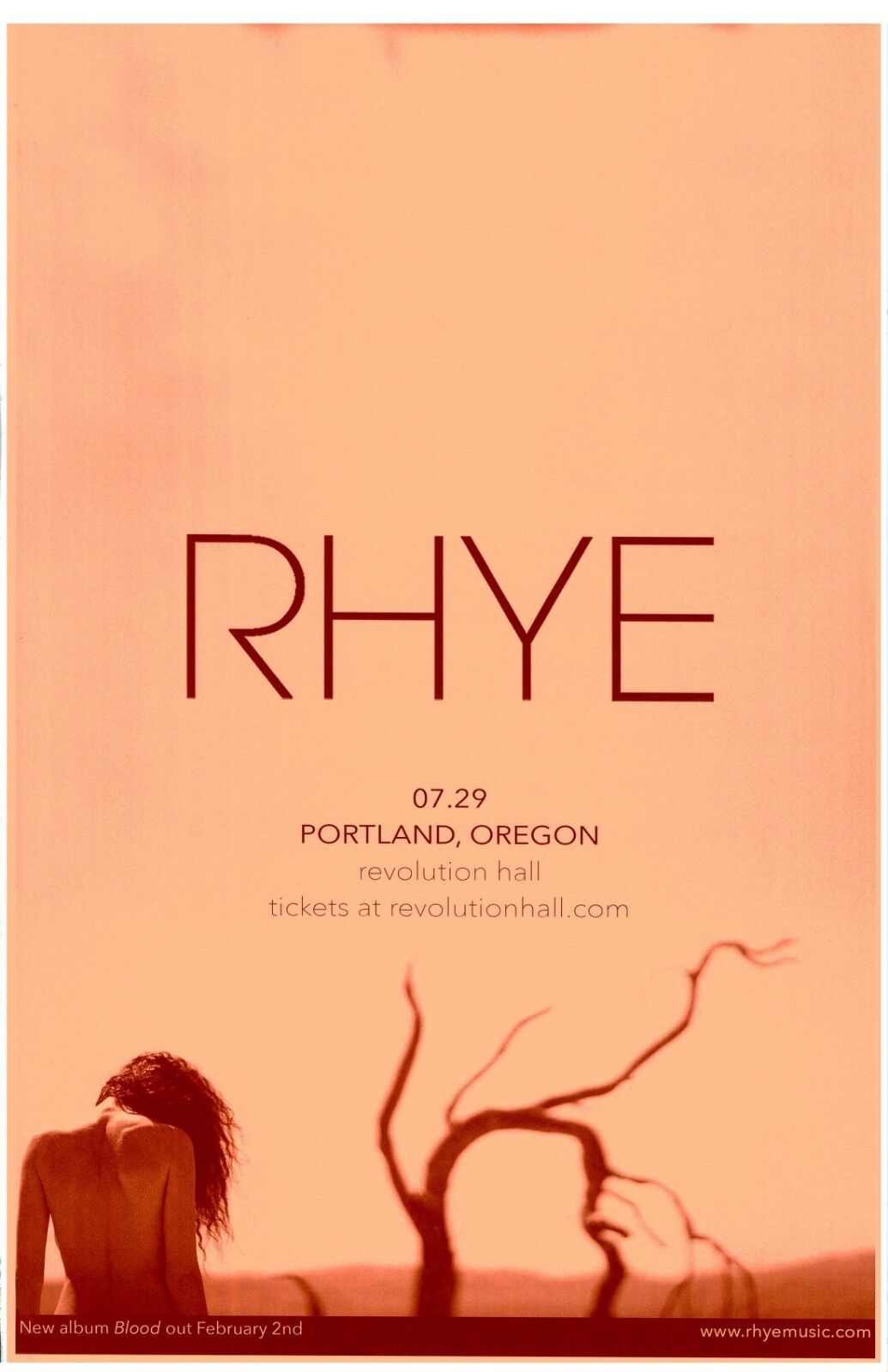 RHYE 2018 Gig POSTER Portland Oregon Concert