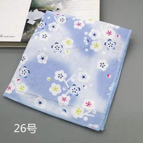 Handkerchiefs Women Kawaii Printing Simple Square Towel Pocket Elegant All-match Womens Leisure Female Cute Handkerchief Cotton
