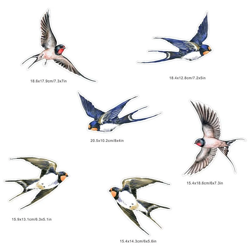 Simulation 3D Glass Electrostatic Sticker 12pcs Bird Anti-collision PVC No Glue Removable Window Decoration Film Home Decor