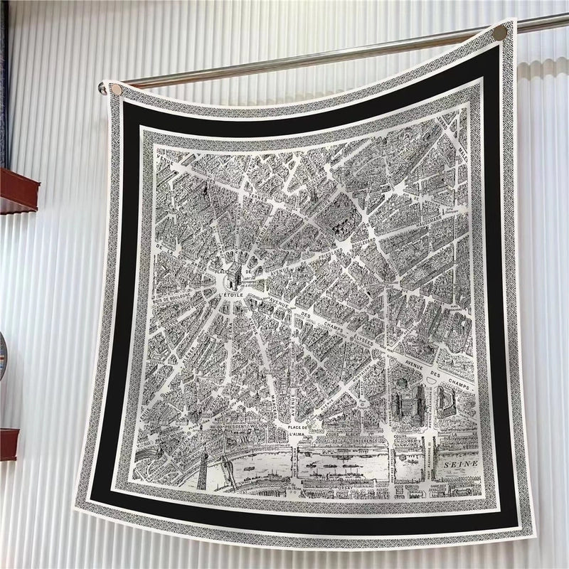 90cm * 90cm Hangzhou High Quality Twill Forged Large Square Scarf Fashion Printed Scarf Sunscreen Shawl Scarf