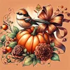 Diamond Painting -DIY Round Partial AB Drill Pumpkin Bird（35x35cm）
