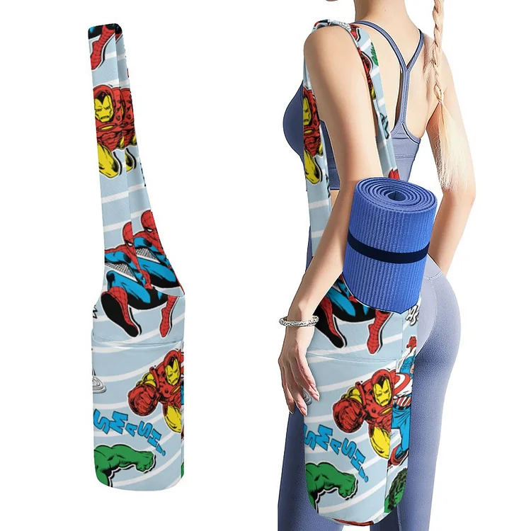 Avenger Bold Colored Shapes Stripe Women Yoga Mat Large Size Pocket Carrier Tote Fit Most Size Mats Canvas Storage Bag - Heather Prints Shirts