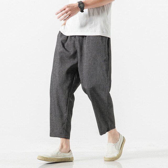 Chinese Style Harajuku Men Oversize Wide Leg Pants 2020 Mens Straight Casual Hip Hop Ankle-Length Pants Summer Male Harem Pants