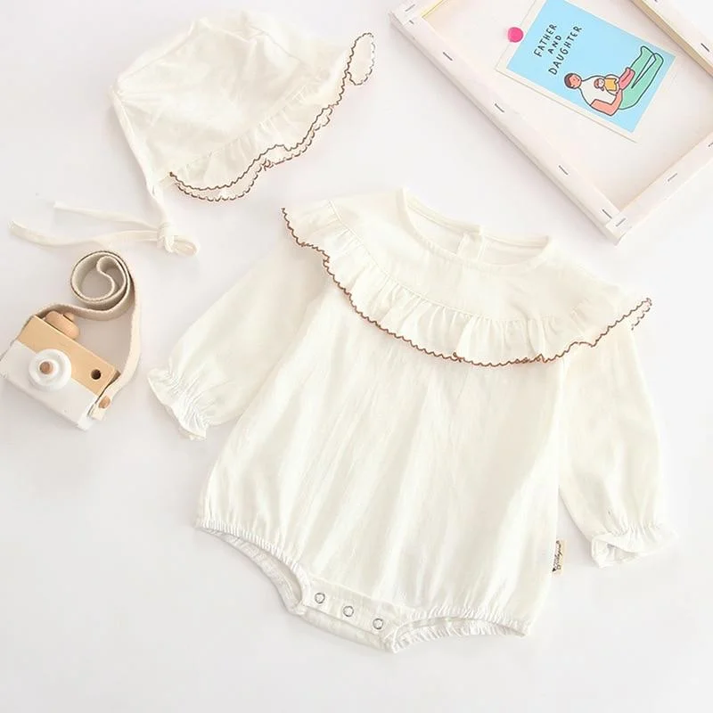 2pcs Baby Rompers+Hat 2019 Spring Newborn Infant Color Long Sleeve Jumpsuit Play Suit For Baby Girl Fashion Baby Girl Clothes