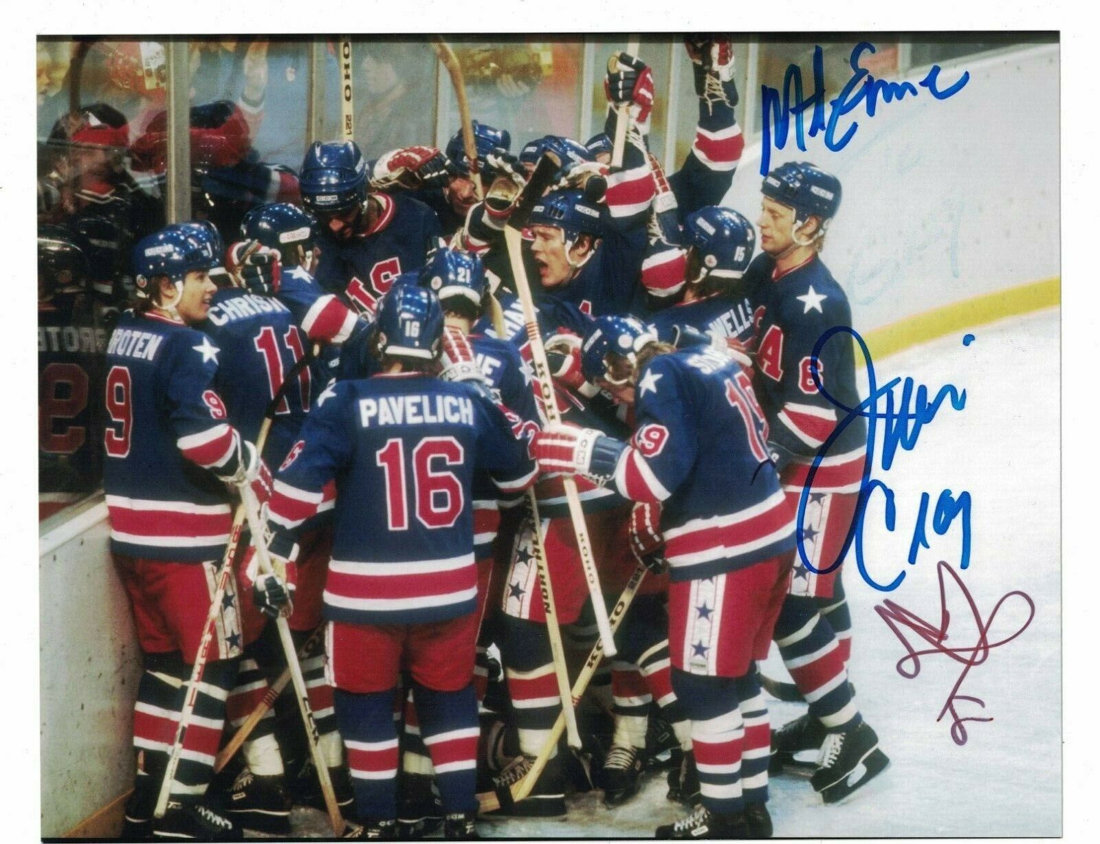 Jim Craig Mike Eruzione Dave Silk Team USA 1980 Gold Signed Photo Poster painting W/Our COA GK