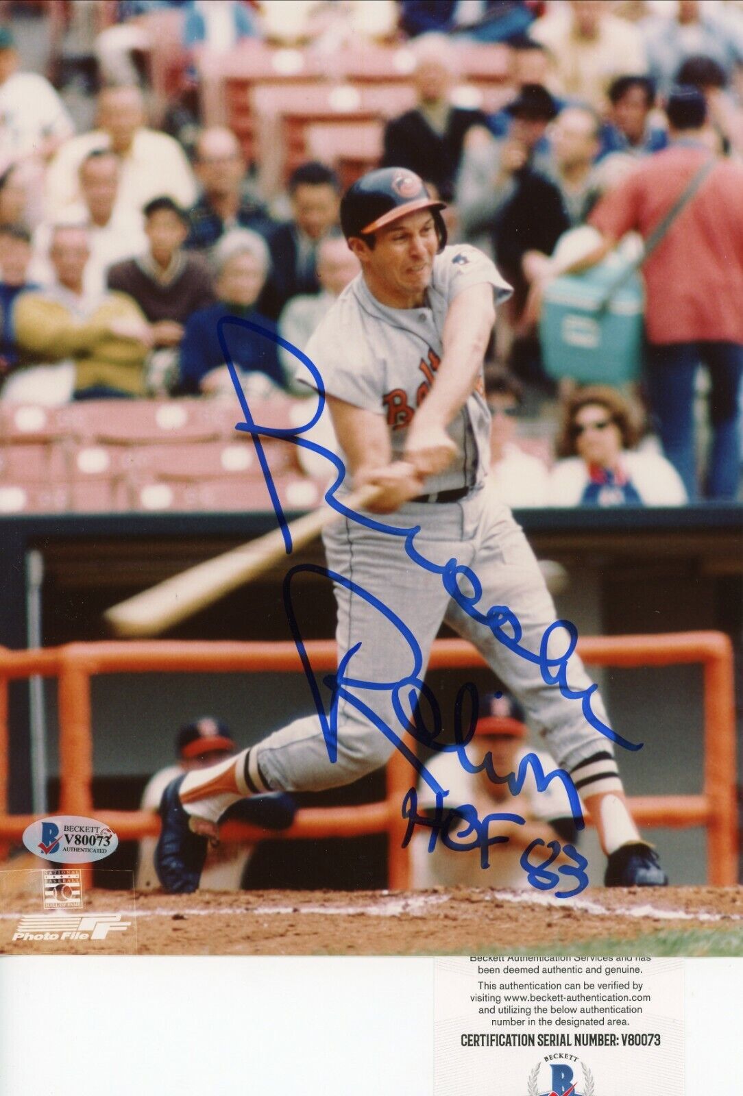 Brooks Robinson Orioles HOF Signed Autographed 8x10 Glossy Photo Poster painting Beckett BAS