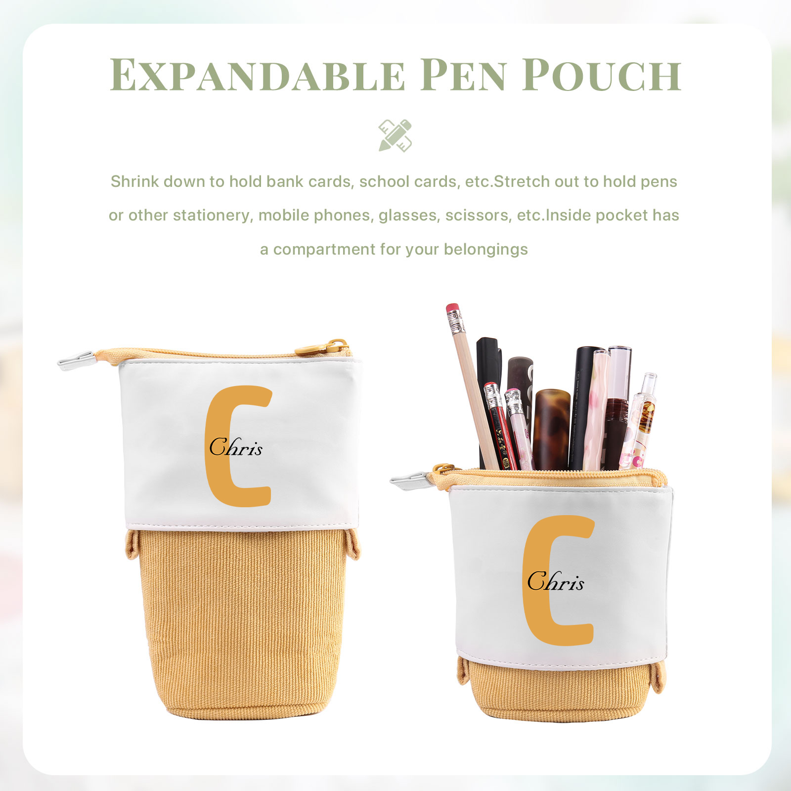 Astuccio per matite personalizzato con 1 nome e 1 lettera regalo per scuola elementare bambini