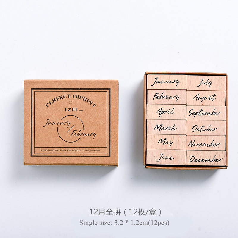 JOURNALSAY Retro Style Wood Seal Month Week Planner Stamp