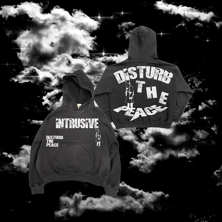 Vintage Hip hop Disturb The Peace Printed Zipless Pocket Hoodie at Hiphopee