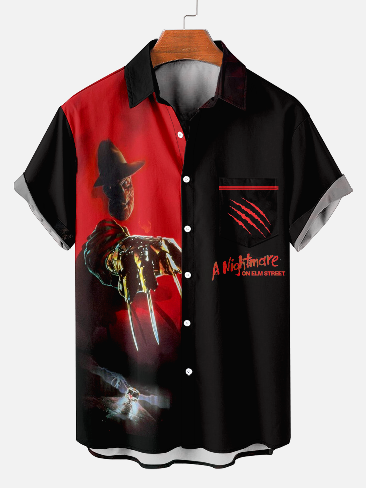 Men's horror movie character claw print shirt PLUSCLOTHESMAN