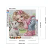 Vie d’animaux de compagnie fille-plein diamant rond peinture-30 * 30cm
