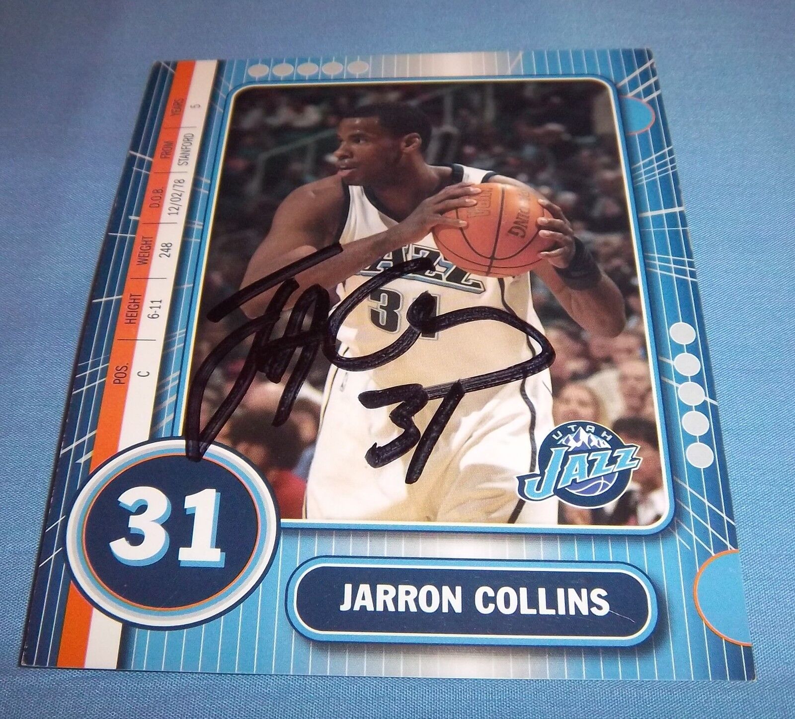 Utah Jazz Jarron Collins Signed Autographed 4x5 Photo Poster painting Card