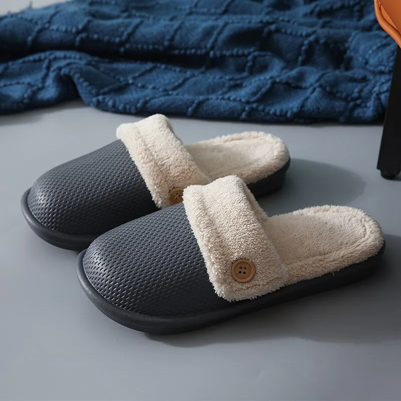 Eva Plush Lining Warmth Home Slippers Autumn Winter Wear Waterproof Thick-Soled Non-Slip Slippers Indoor Household Couple Shoes