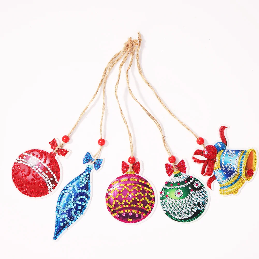 5pcs DIY Diamond Painting Xmas Trees Pendant(Double Sided)