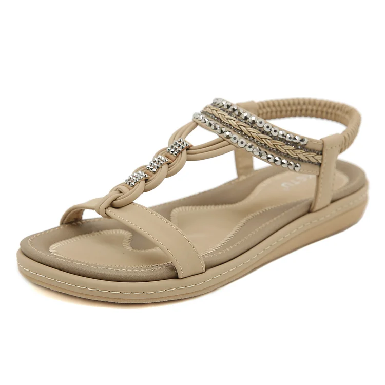 Flat Sandals Women's Elastic Strap Beach Shoes Radinnoo.com