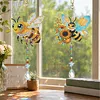 2Pcs Diamond Painting Acrylic Double Sided Honrybee Wind Chime Suncatcher with Crystal Hanging Pendant