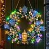 DIY Special Shaped Diamond Painting Wreath, Double-Sided Printing Christmas Wreath Hanging with LED Light Decor Kit 