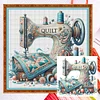 (US Local)Sewing Machine-14CT Counted Cross Stitch Kit(40x40cm)