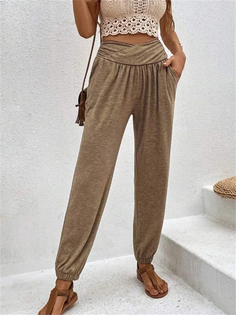 Nigikala Nigikala 2025 Women's Home Trousers Temperament Casual Loose Bag High Waist Girded Trousers Women