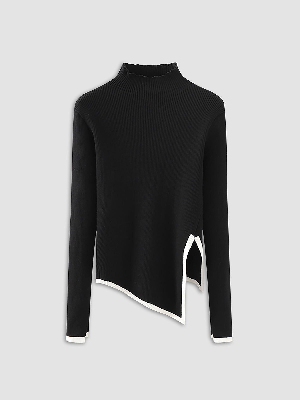 Rotimia Asymmetrical Trim Mock Neck Sweater