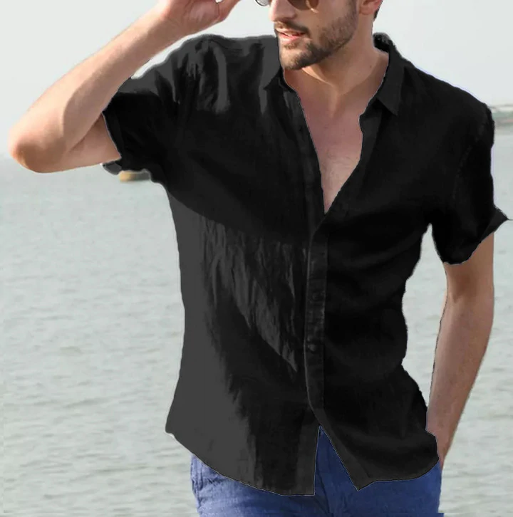 Summer Men's Solid Color Short Sleeve Casual