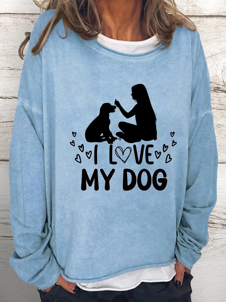 I Love my dog Women Loose Sweatshirt-0026031