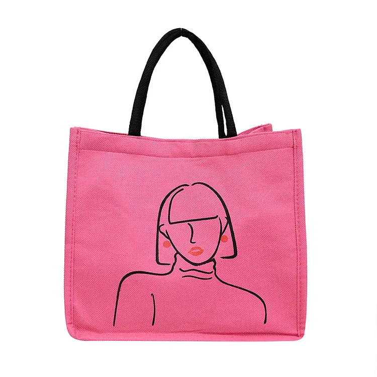Mother Red Lip Print Open Tote Bag Linen Handbag
