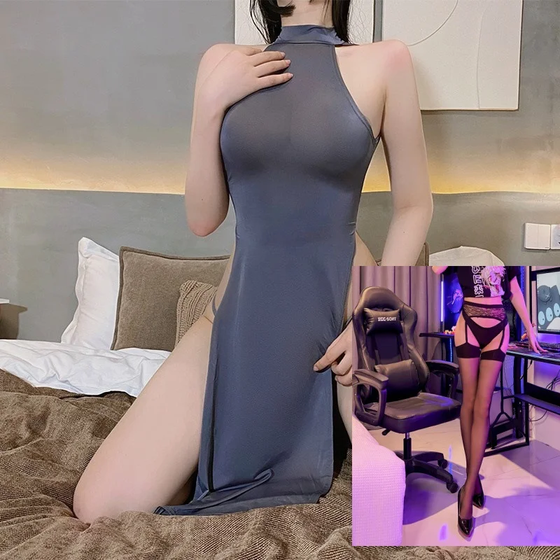 Uveng Night Swear Ti Ti's Tidi Tani Lingerie Pure Lingerie Passion Side High Open Fork Dress Uniform Seduction Ice Cheongsam