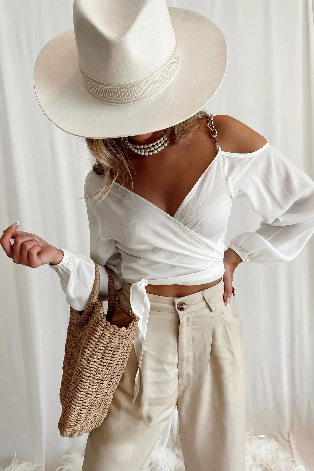 Lenora White Gold Chain Top