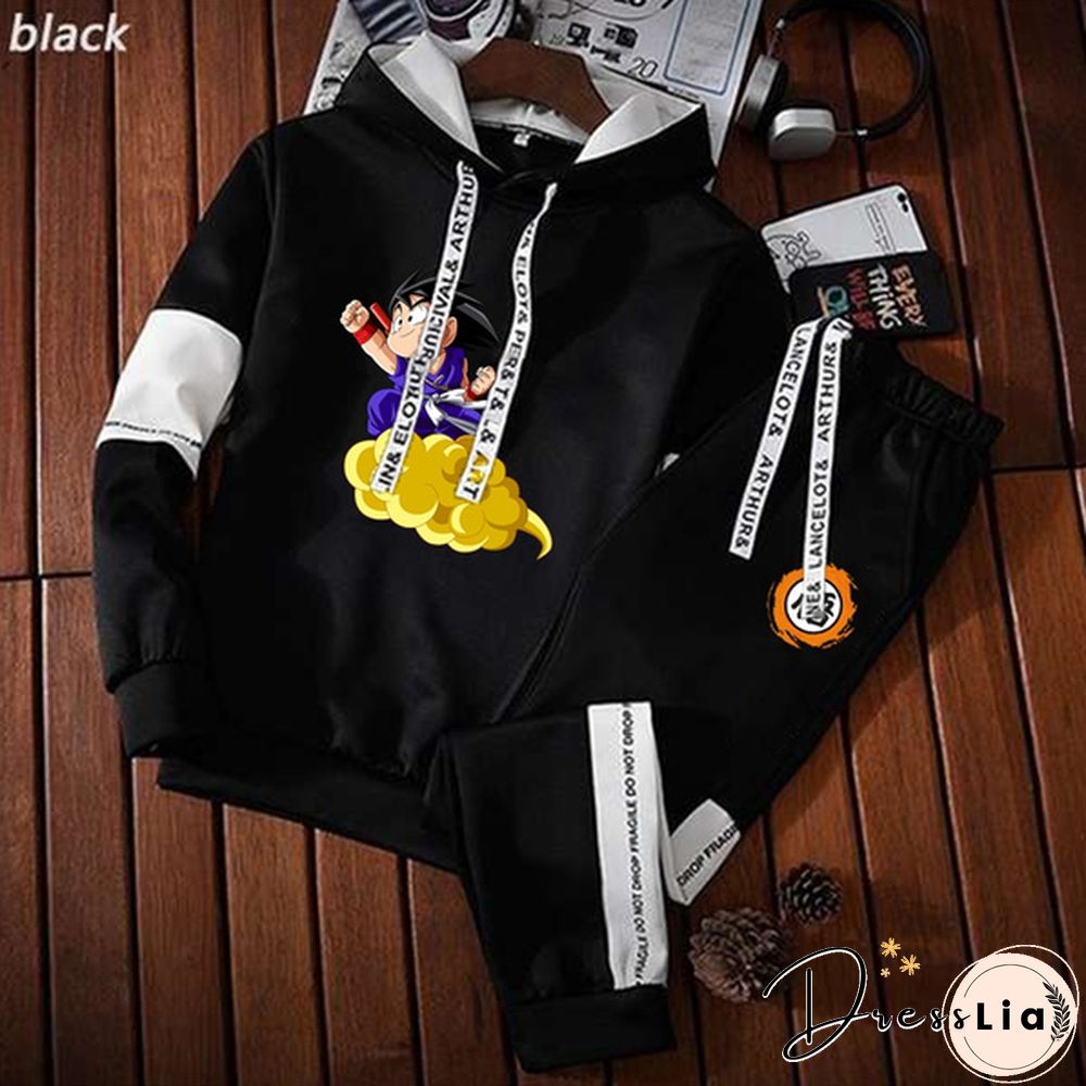 Anime Goku Hoody Tracksuit Jogging Hoodie Sweatpants Set Pullover Sweat Pants Suit Sportwear Outdoor Two Piece Outfits