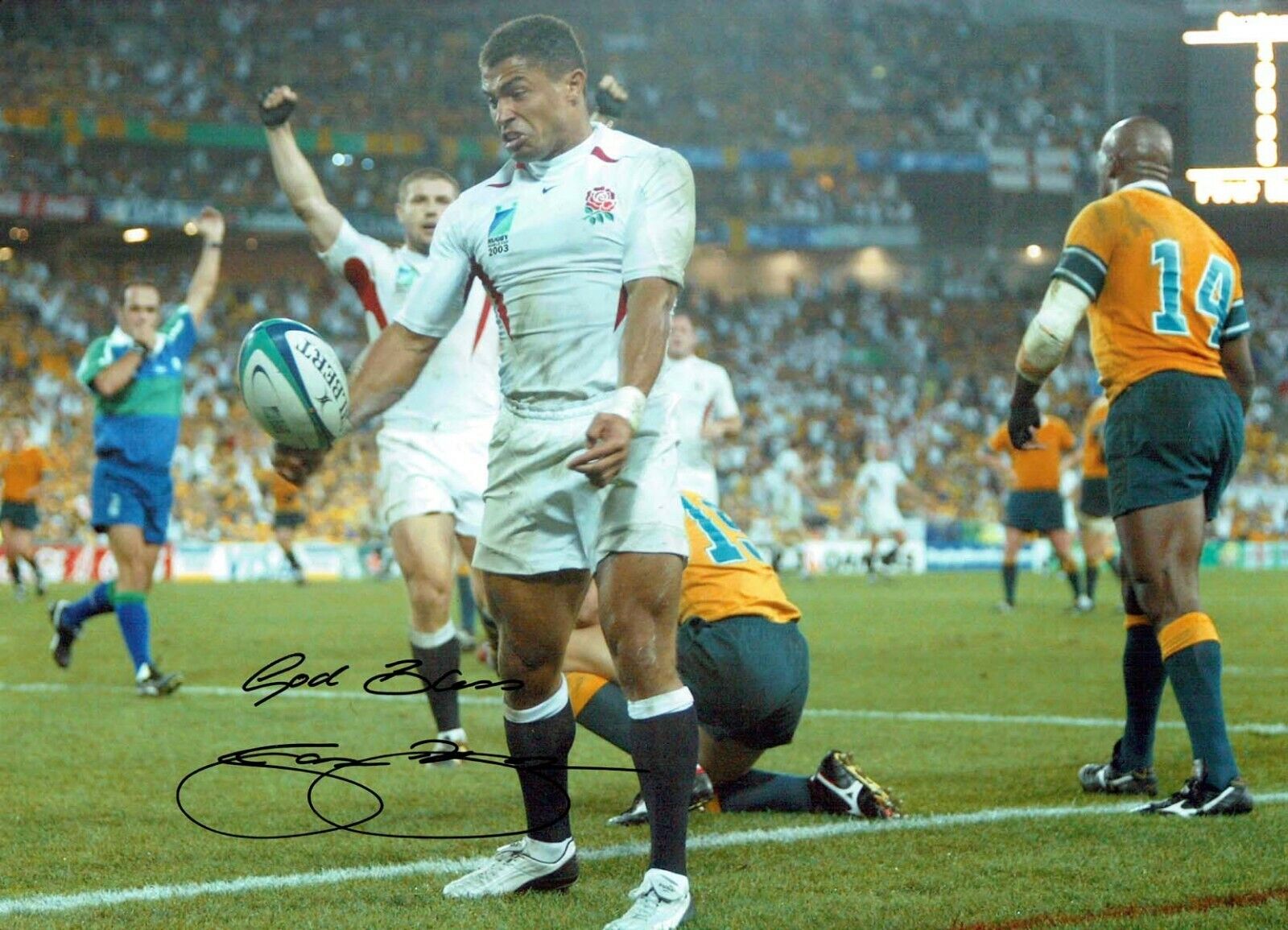 Jason ROBINSON ENGLAND RUGBY Signed Autograph 16x12 World Cup Photo Poster painting AFTAL COA