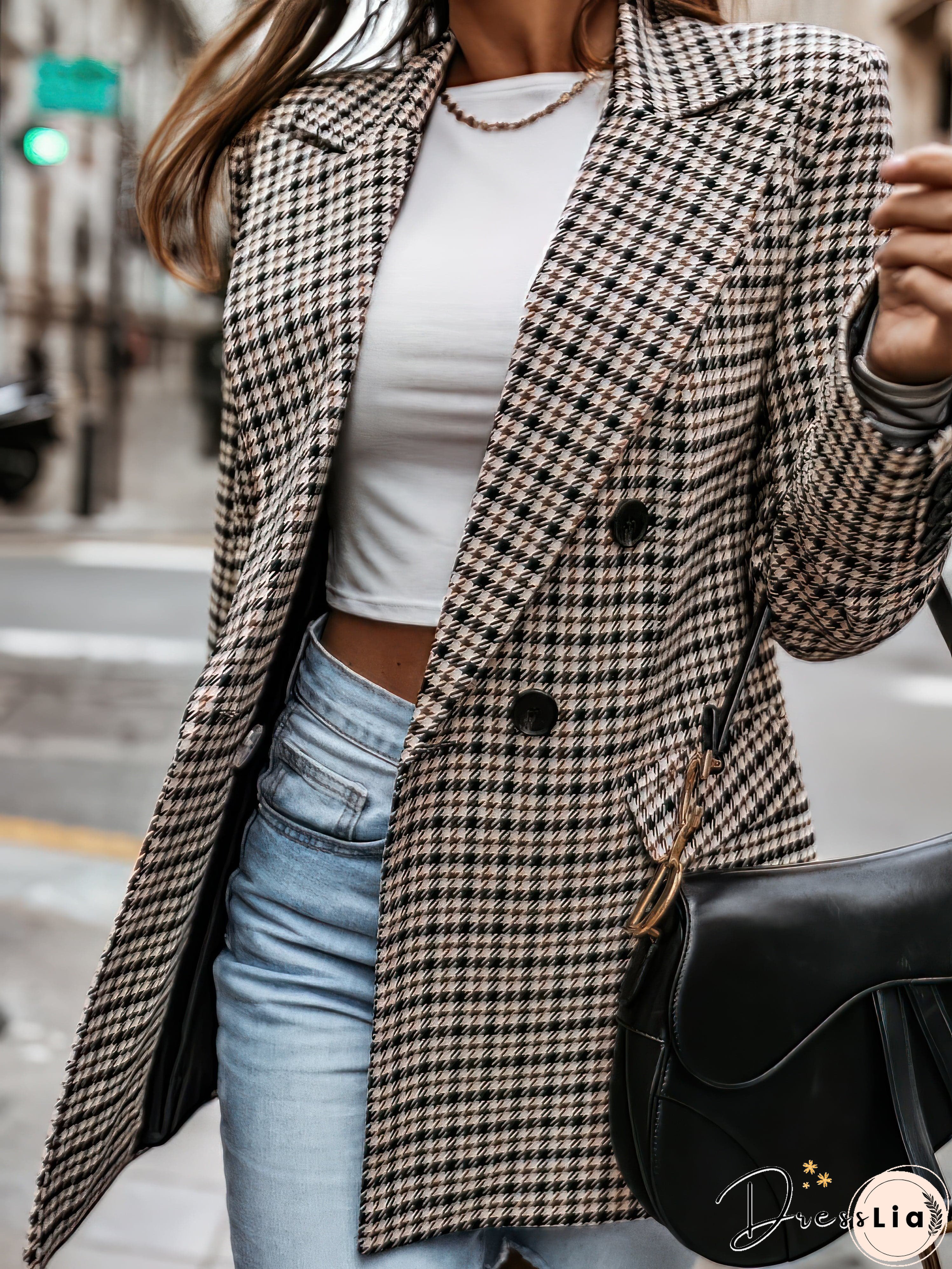 Brown and Black Glen Plaid Blazer